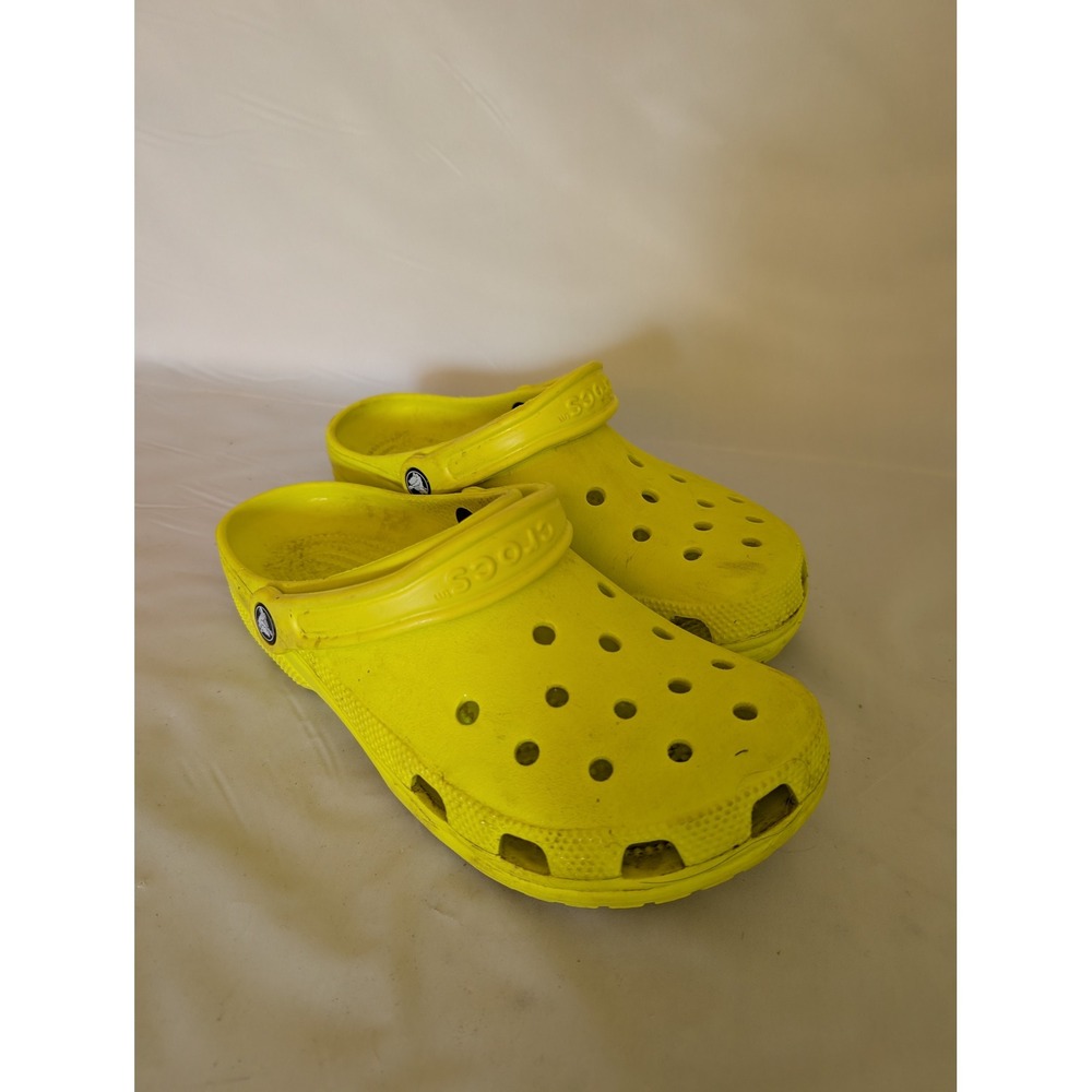 Crocs Classic Clogs Yellow Slip On Comfort Shoes Mens 8 Womens 10 - Picture 2 of 6